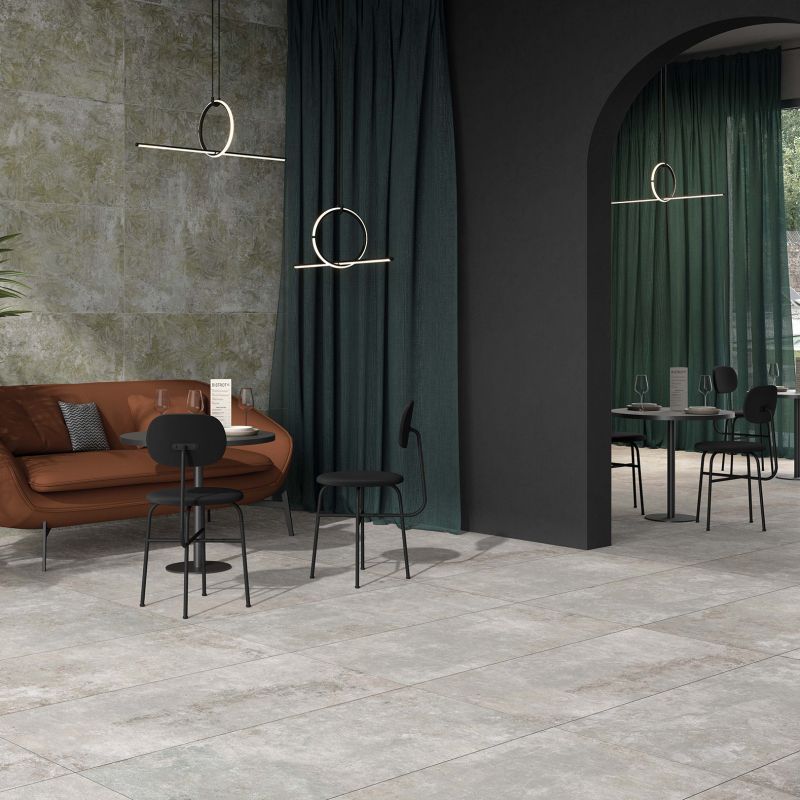 Piastrella in Gres Porcellanato Effetto Cemento Industriale Moderno Grigio Chiaro 60x120 - CS25040