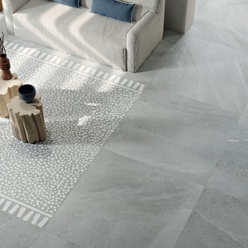 Gres Porcellanato Effetto Pietra Primitiva Grigio Chiaro 120x120 - CS25073