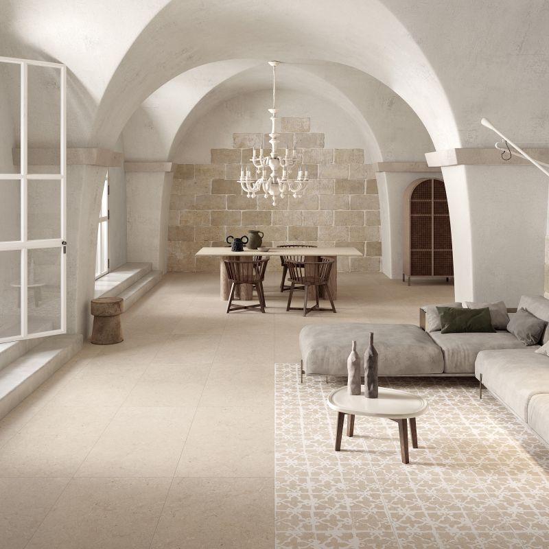 Gres Porcellanato Effetto Pietra di Trani Beige 120x120 - CS25076