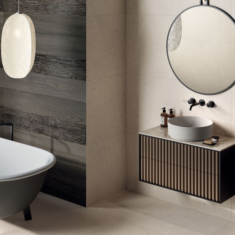 Gres Porcellanato Effetto Pietra di Avorio Beige 120x120 - CS25077