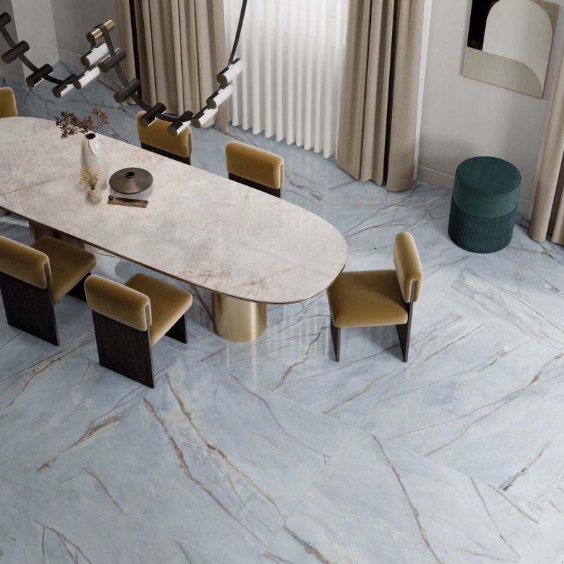 Gres Porcellanato Simil Marmo Blu con Venature in 3D Lucido 60x120 - CS25053
