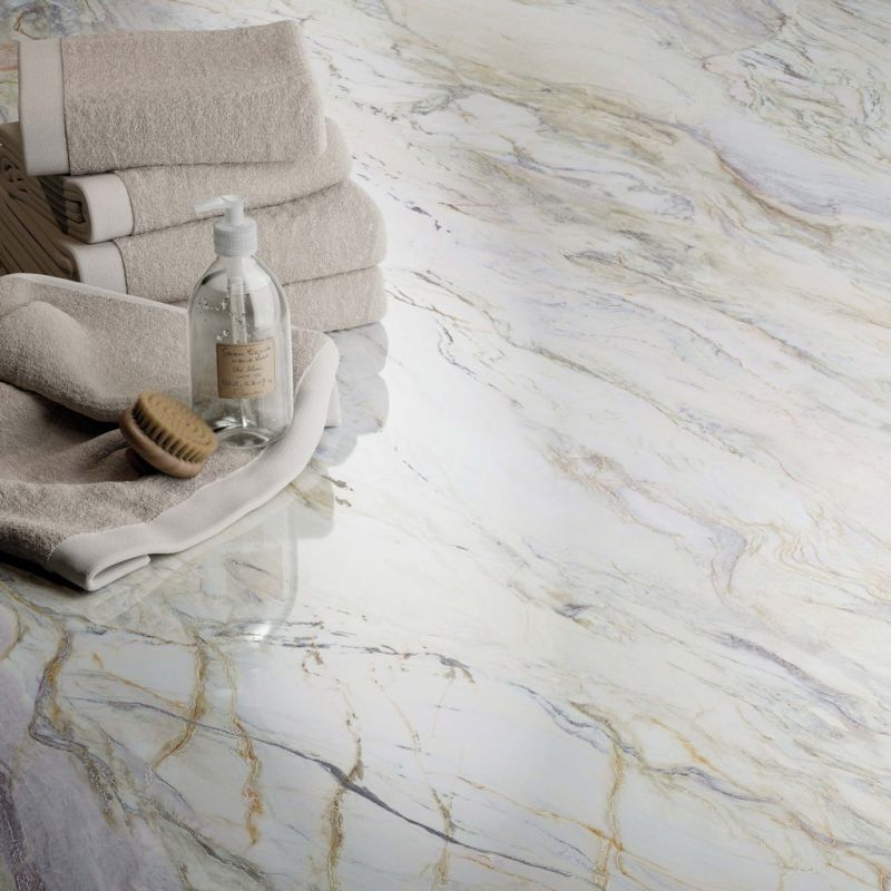 Pavimento in Gres Porcellanato Simil Marmo Bianco Opaco 120x120 - CS25100