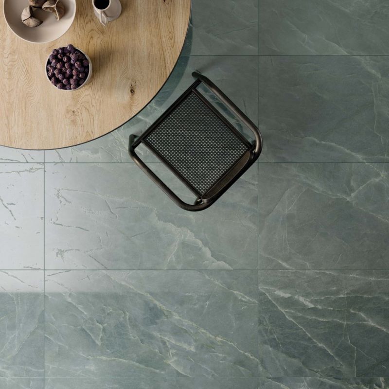 Gres Porcellanato Simil Marmo Verde con Venature in 3D Lucido 60x120 - CS25054