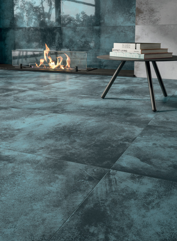 Gres Porcellanato Effetto Metallo Moderno Blu 60x120 - CS25027