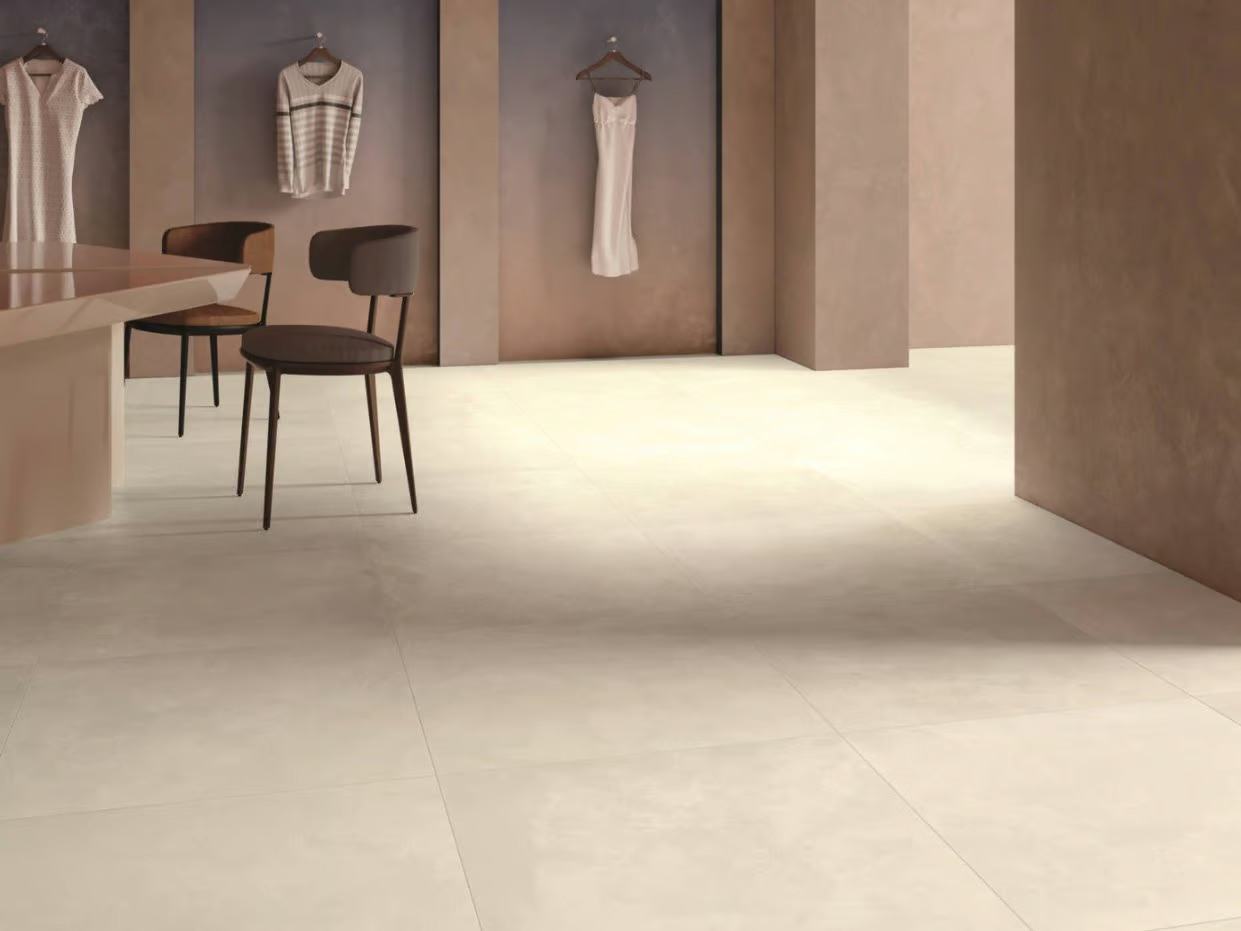 Piastrelle in Gres Porcellanato Effetto Cemento-Resina Chiaro 60x120 - CS25018