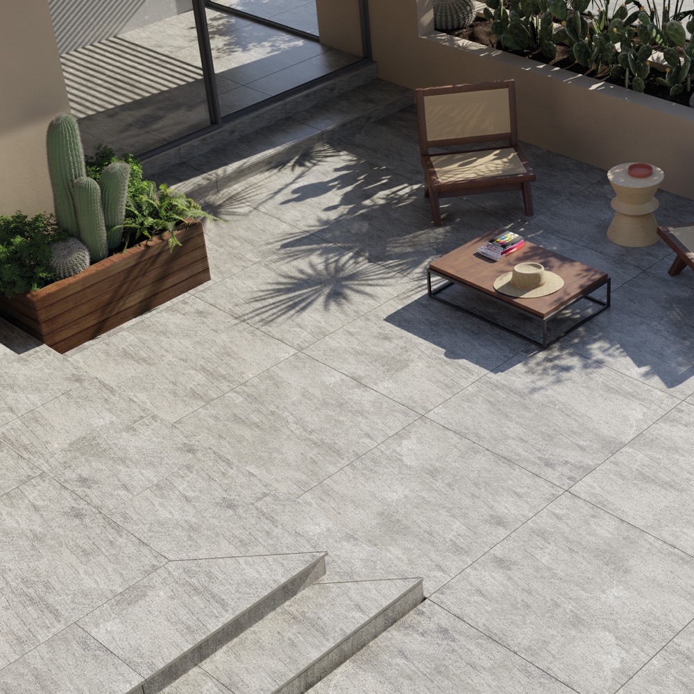 Gres Porcellanato Effetto Pietra Basaltina Grigio 20mm R11 Rt 60x90 - EBGY1573