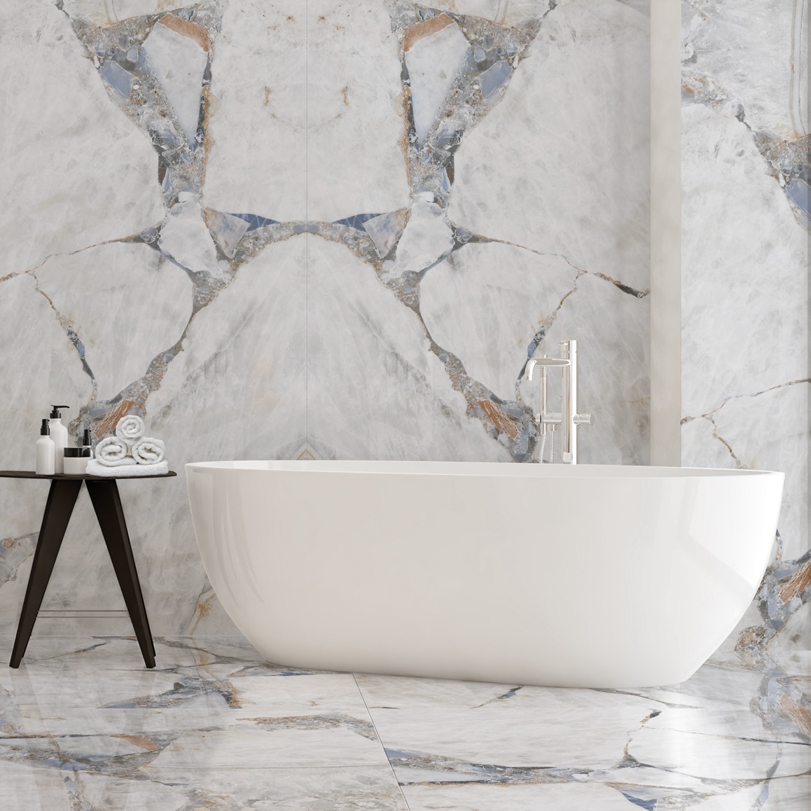 Gres Porcellanato Effetto Marmo Prezioso Bianco Lucido 60X120 - Ebrp193