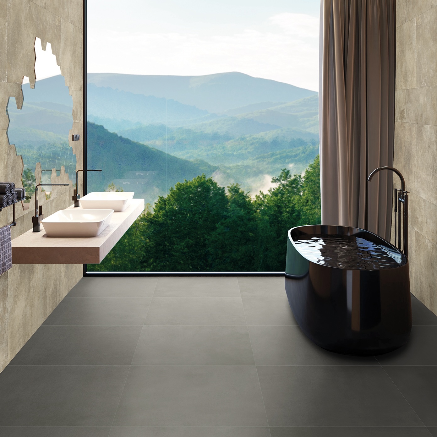 Gres Porcellanato Effetto Cemento Minimal Nebbia Naturale 30,8X61,5 - Ecna356