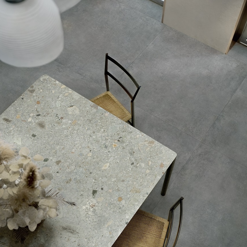 Gres Porcellanato Effetto Cemento Moderno Grigio Scuro 120X120 - Ecsm391