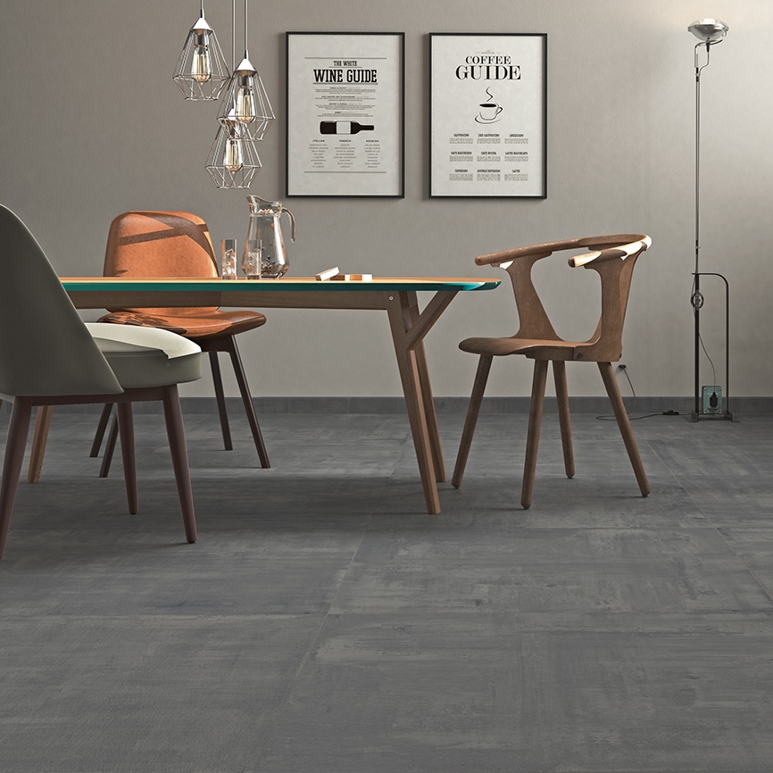 Gres Porcellanato Effetto Cemento Naturale Nero 60X60 - Ehbk450