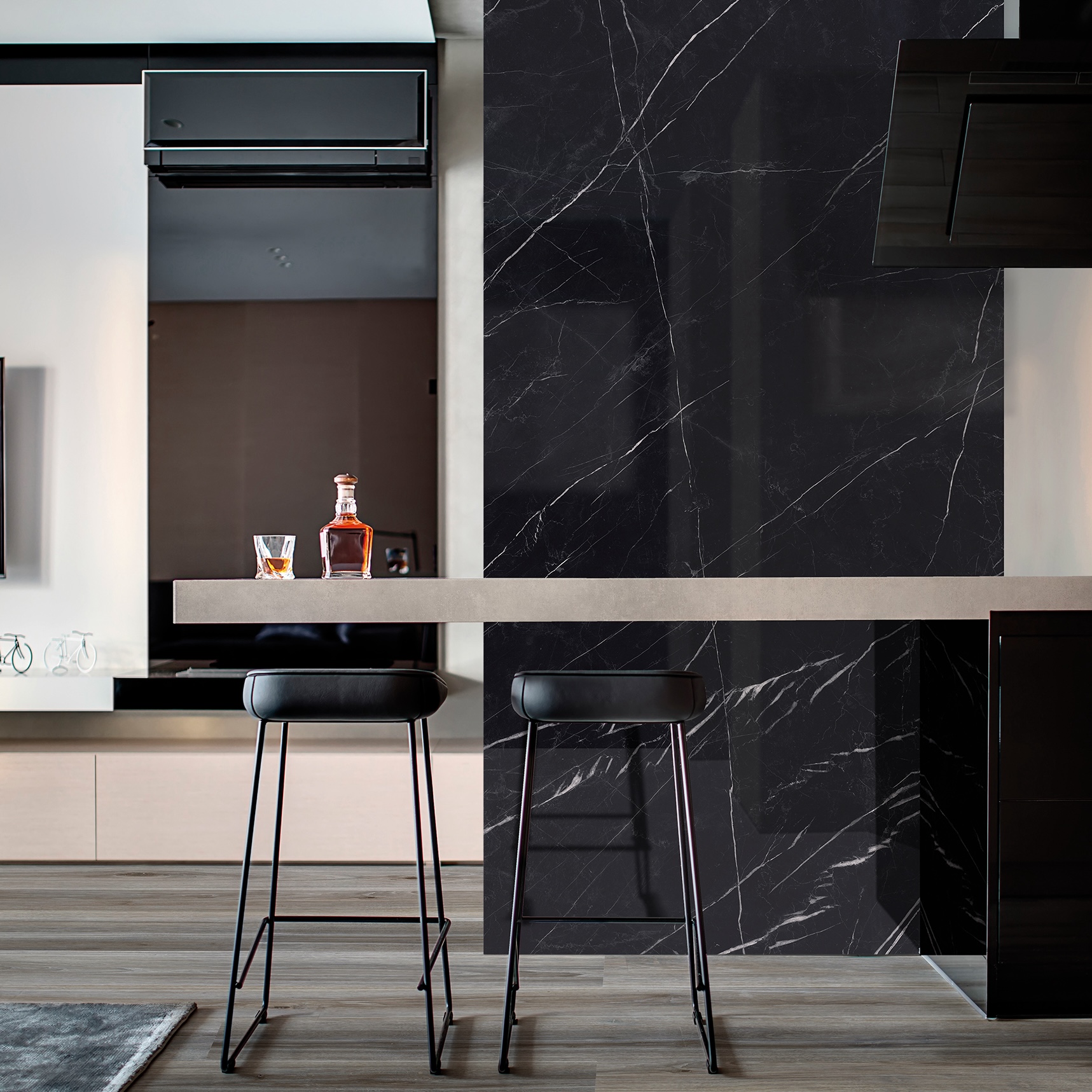 Gres Porcellanato Effetto Marmo Marquina Nero Lucido 60X120 - Embk839