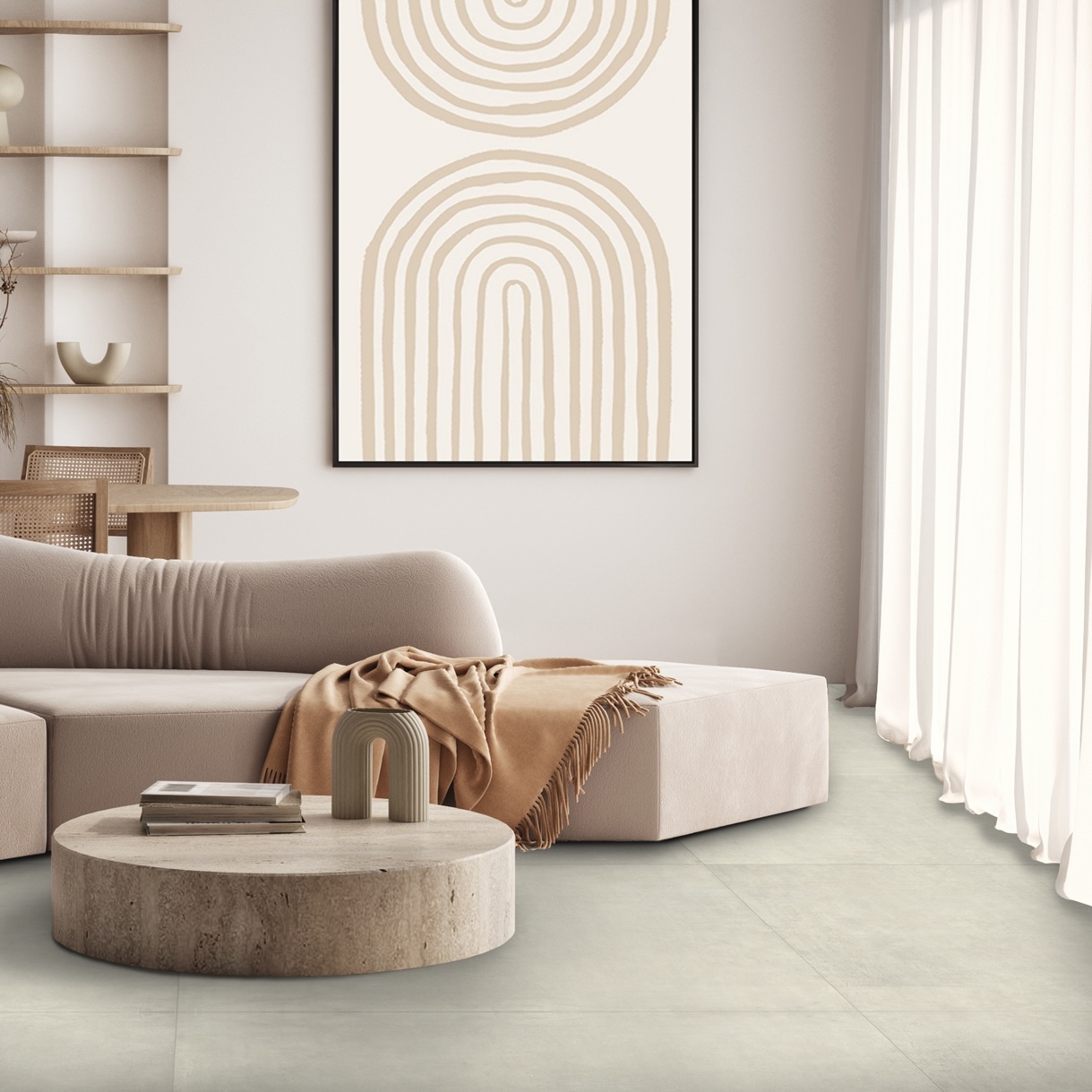 Gres Porcellanato Effetto Cemento Contemporaneo Bianco 80X80 - Emsw567