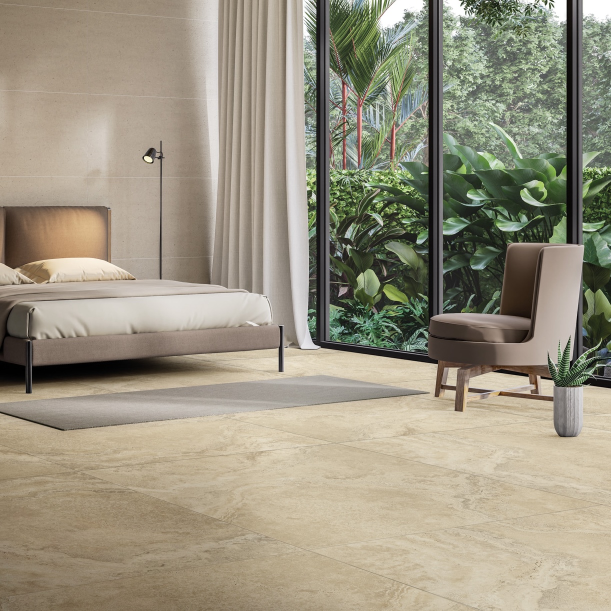 Gres Porcellanato Effetto Marmo Travertino Soft Beige Opaco 120X120 - Ensa878