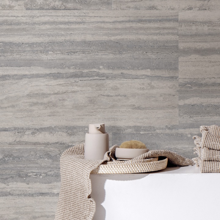 Gres Porcellanato Effetto Marmo Travertino Venato Grigio Opaco 60X60 - Envo897