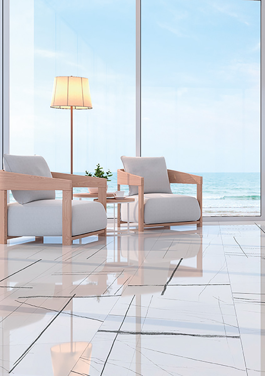 Gres Porcellanato Effetto Marmo Moderno Bianco Lucido 60X120 - Esnw173