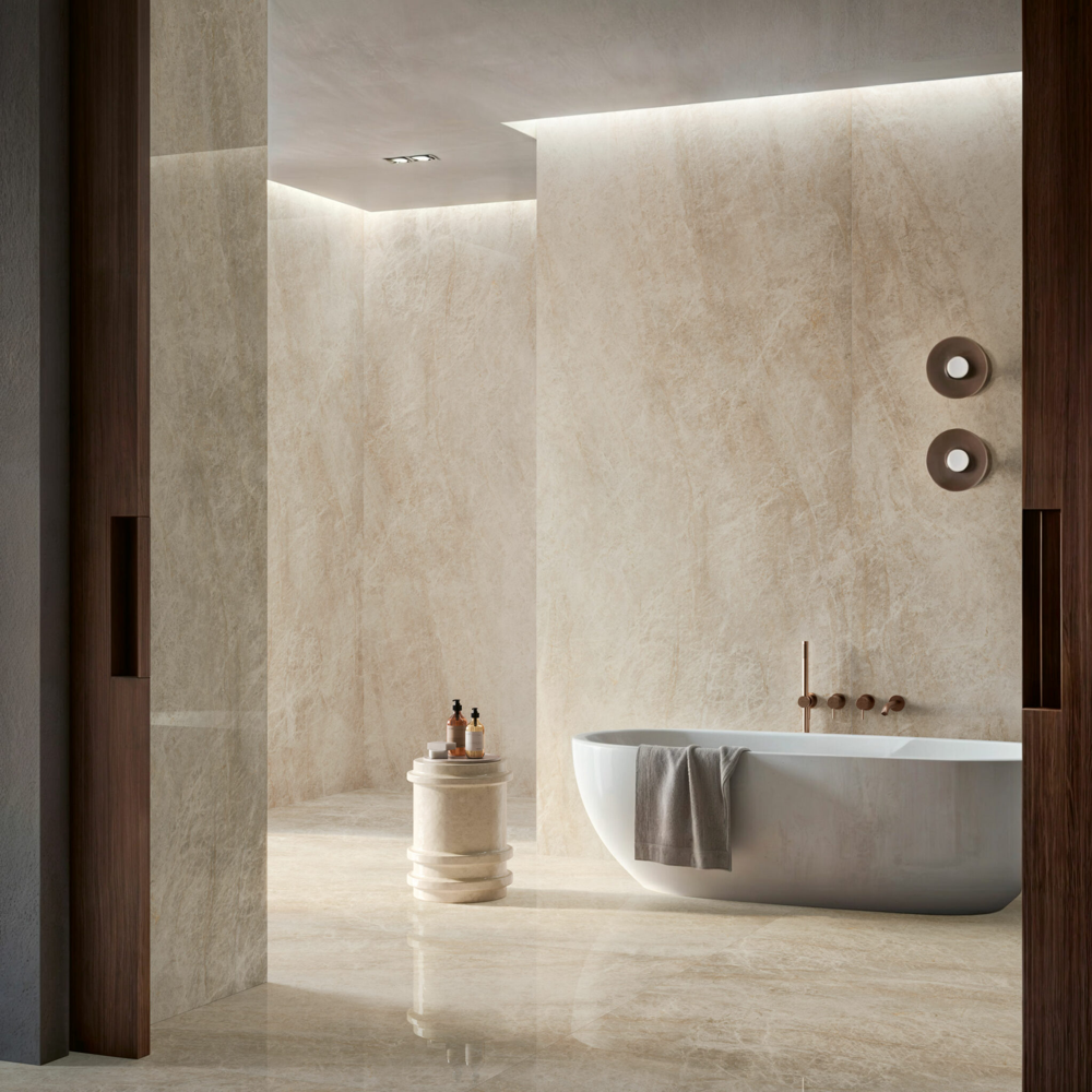 Gres Porcellanato Effetto Marmo Elegante Beige Opaco Rt 60x120 - ETML1563