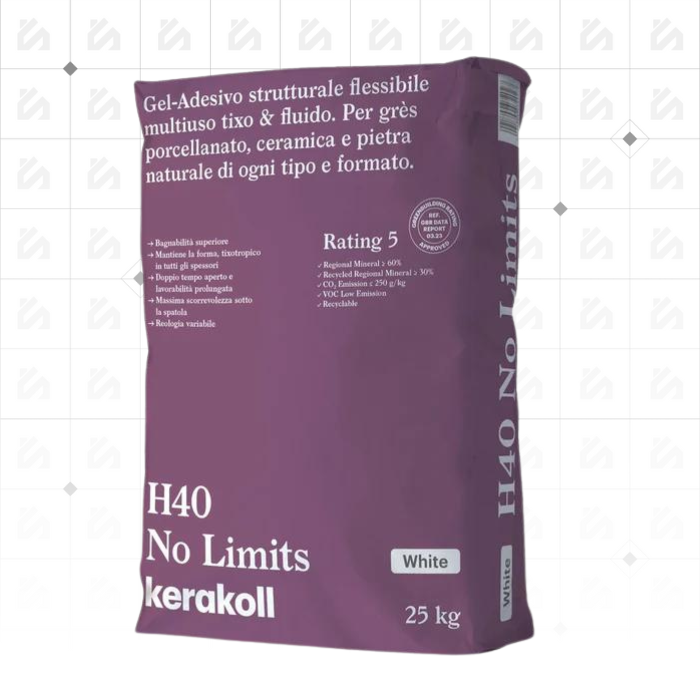 Kerakoll H40 No Limits Grey C2TE - Adesivo per Piastrelle (25kg Sacco)